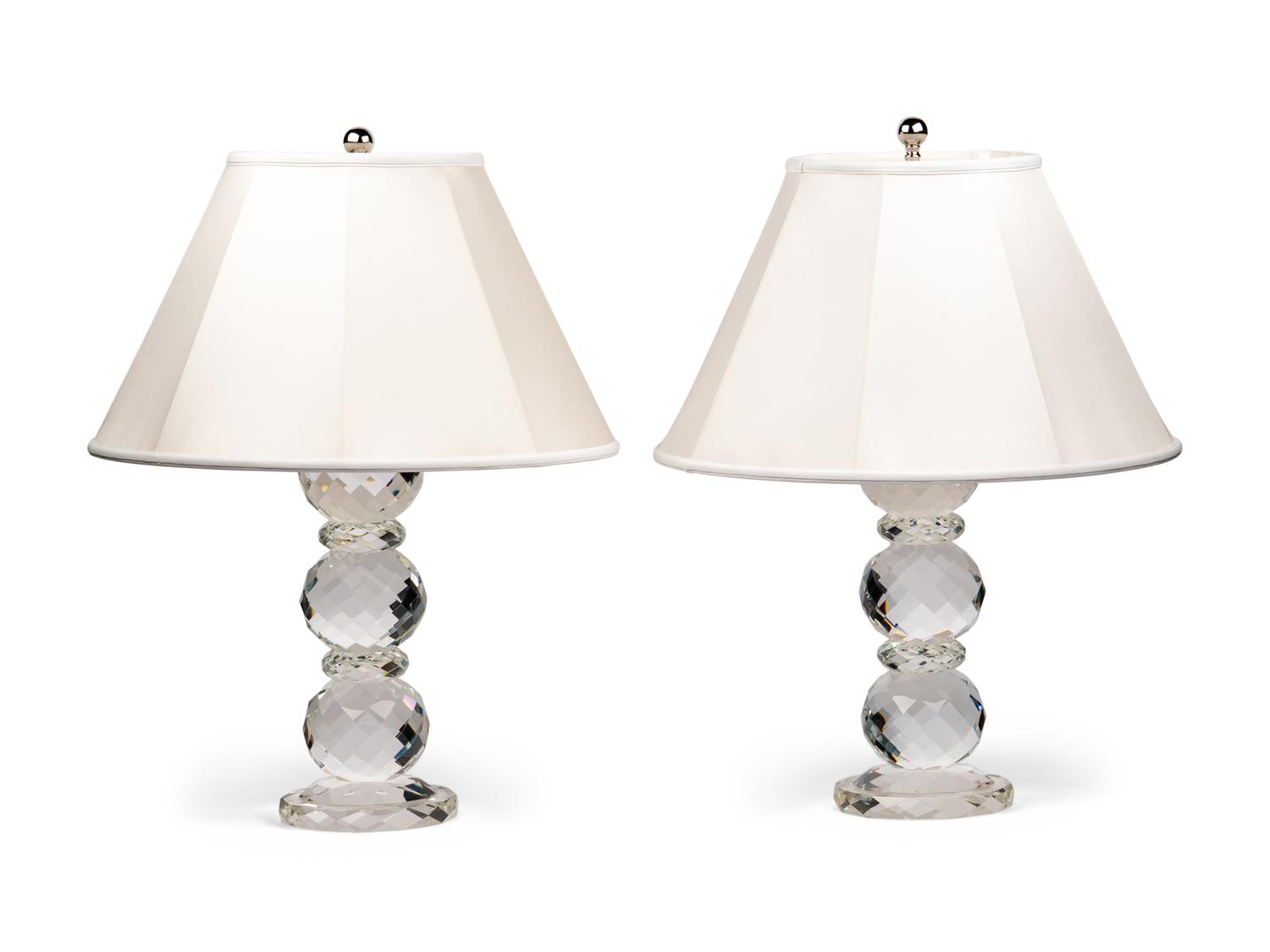 A Pair of Ralph Lauren Cut-Glass Daniela Table Lamps