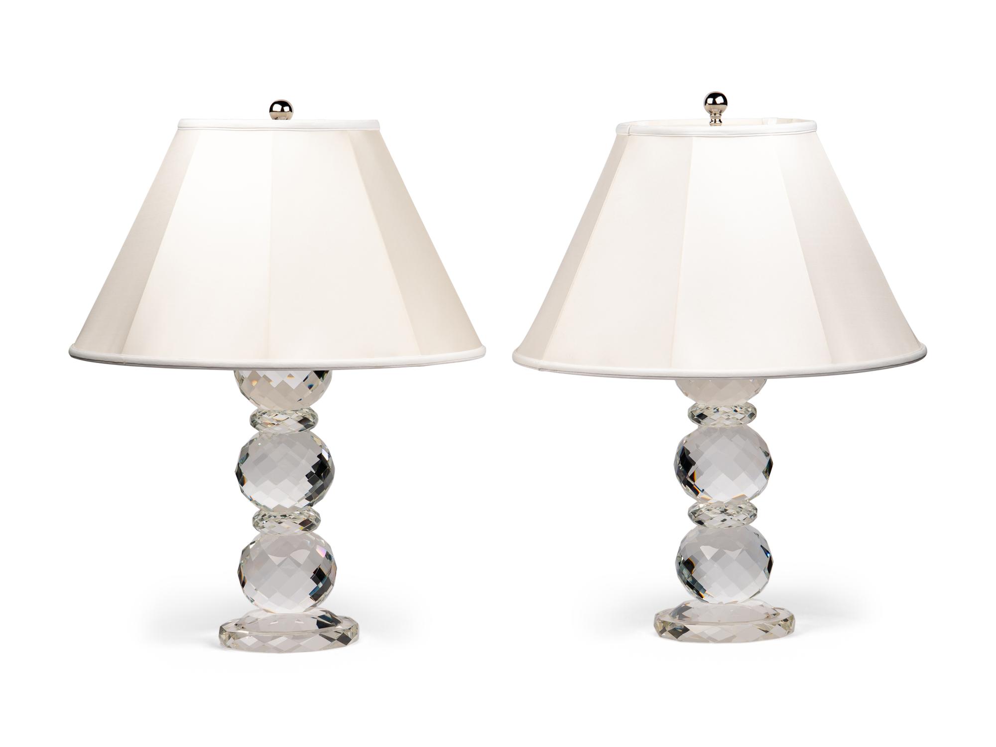 A Pair of Ralph Lauren Cut-Glass Daniela Table Lamps