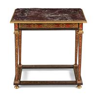 A Louis XIV Style Boulle Marquetry and Gilt Bronze Mounted Marble-Top Side Table