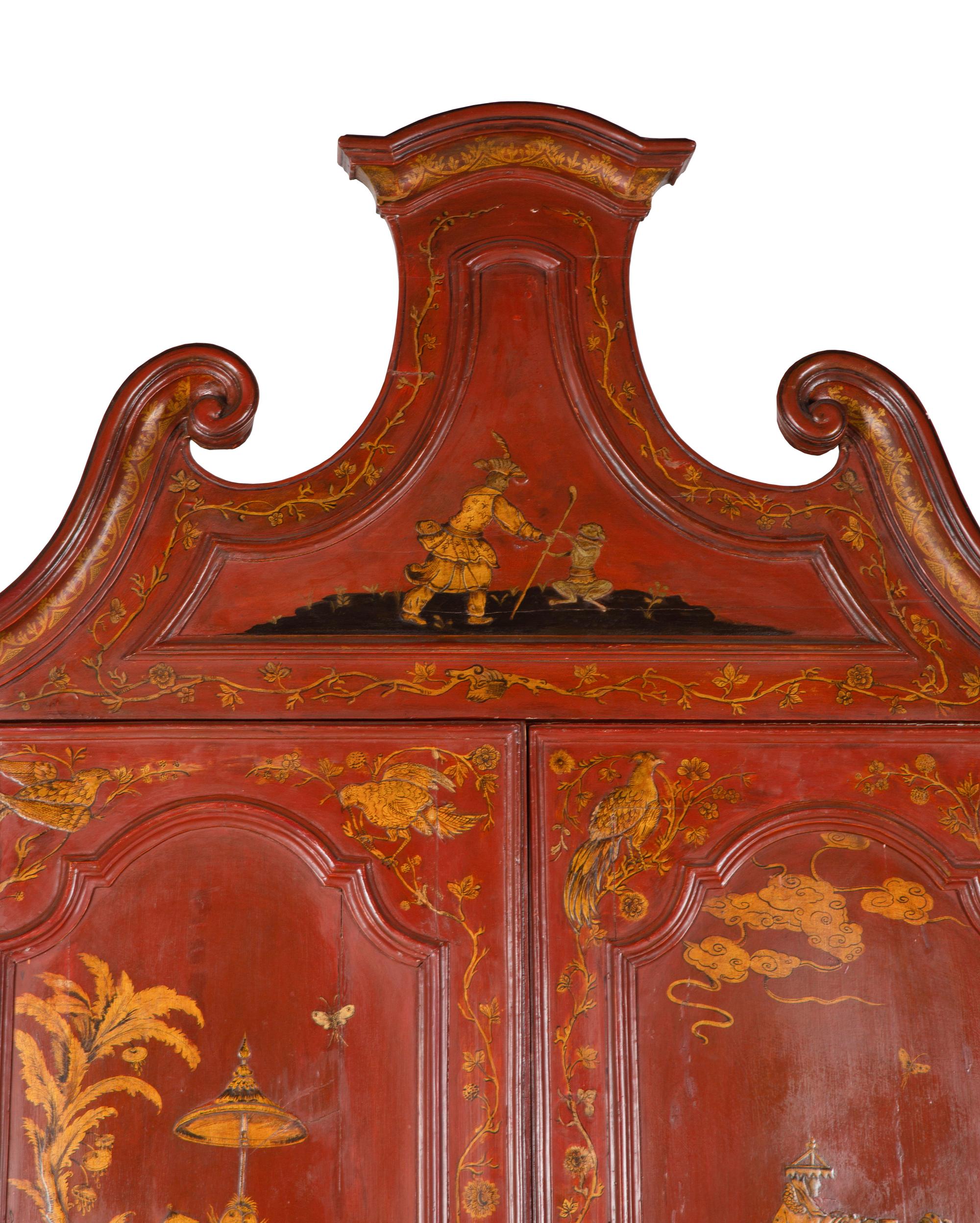 An Italian Chinoiserie-Decorated Painted Secretary Bureau