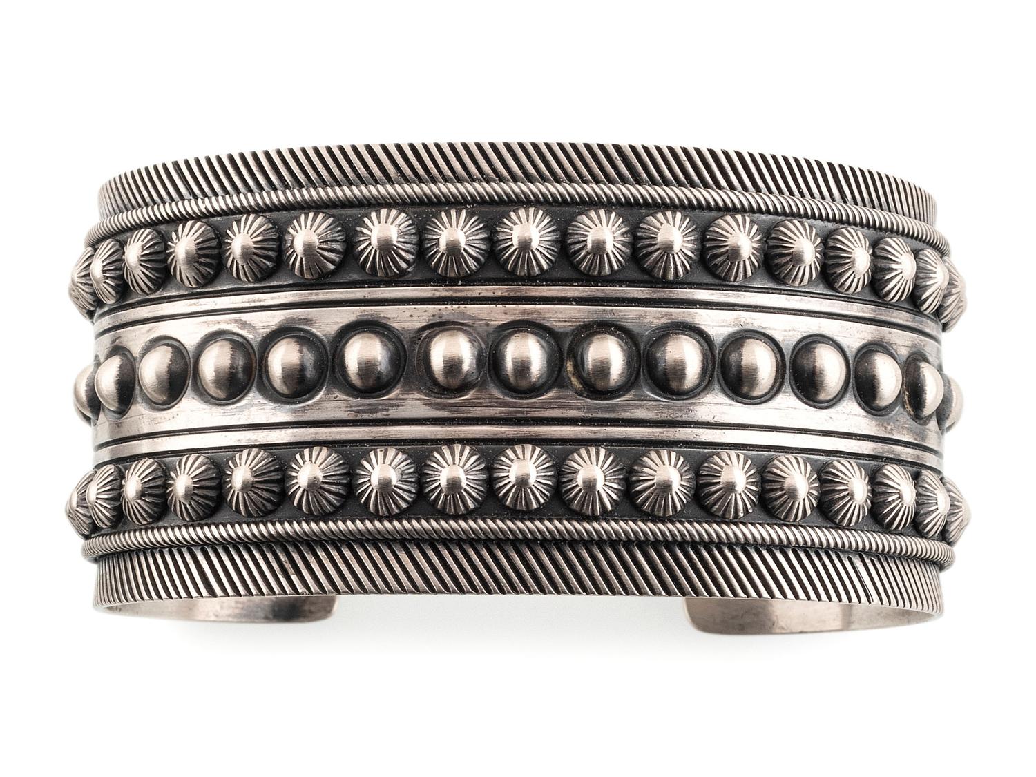 Navajo Cast Sterling Silver Cuff Bracelet
