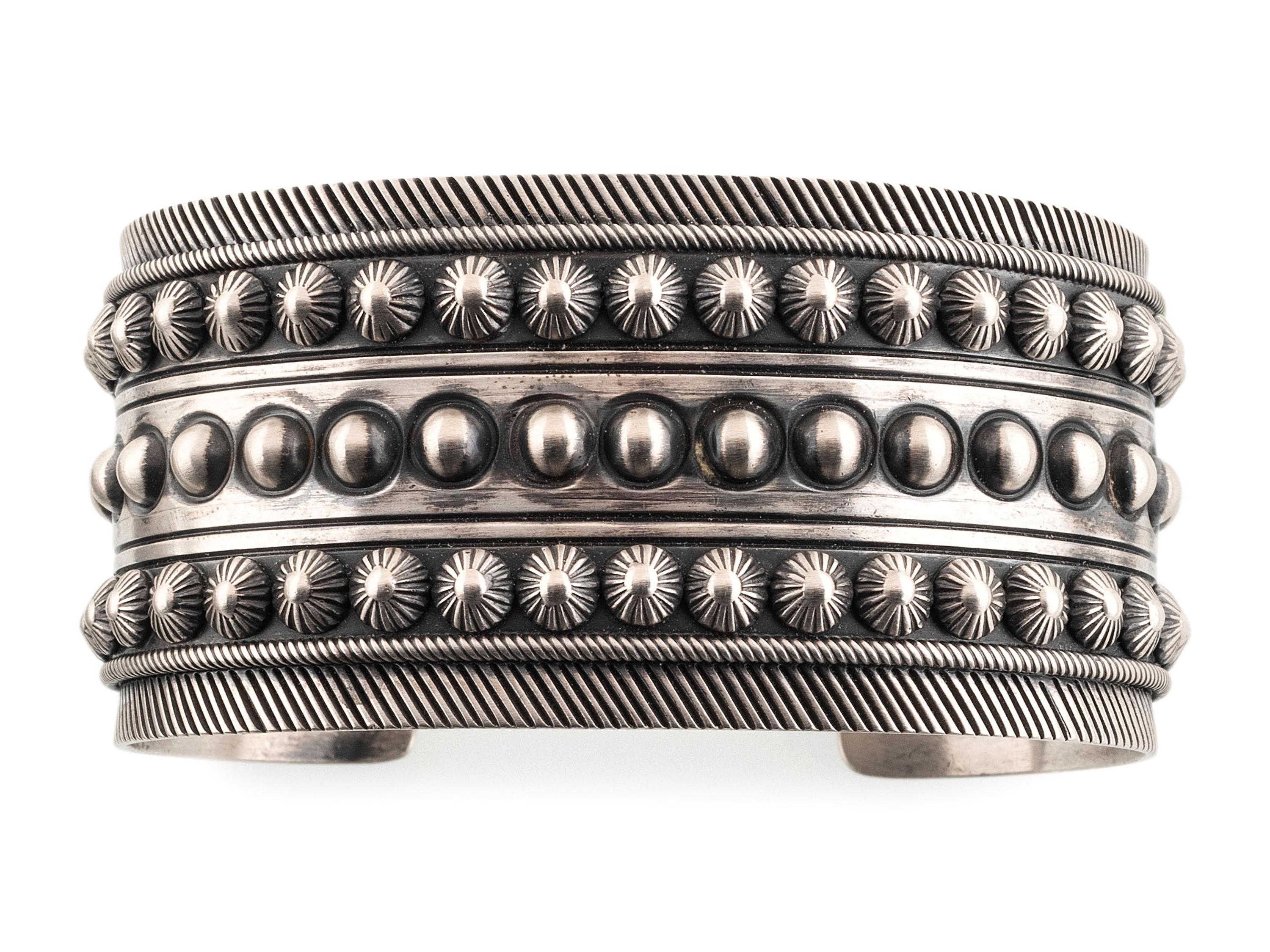 Navajo Cast Sterling Silver Cuff Bracelet