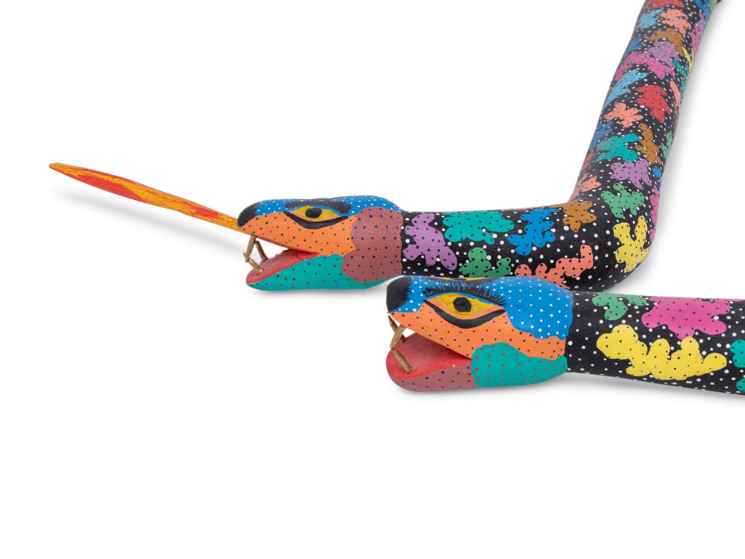 Two Carved and Polychrome Painted Folk Art Snakes