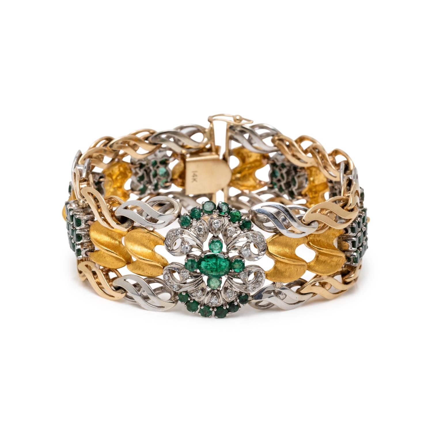 BICOLOR GOLD, EMERALD, AND DIAMOND BRACELET