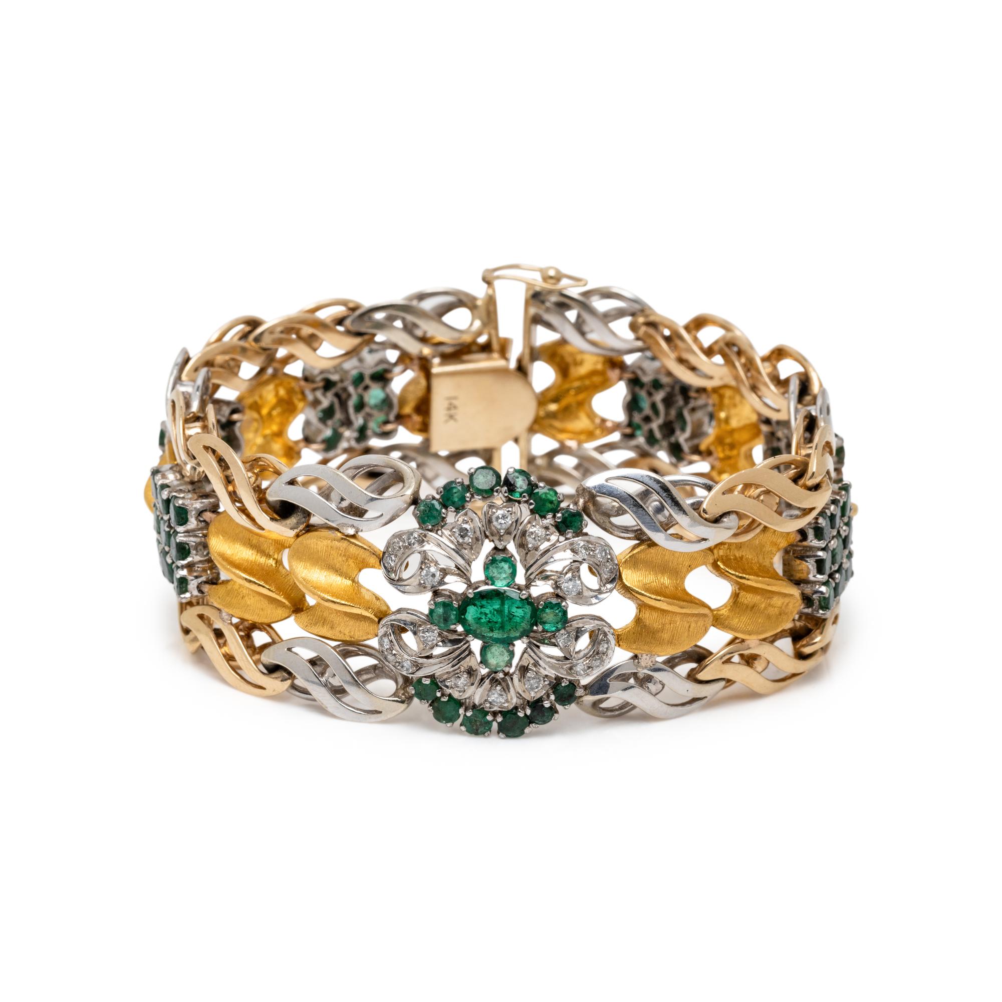BICOLOR GOLD, EMERALD, AND DIAMOND BRACELET