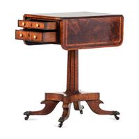 A Regency Inlaid and Figured Maple and Mahogany Work Table