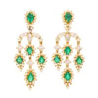 EMERALD AND DIAMOND CHANDELIER EARRINGS