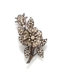ANTIQUE, DIAMOND FLORAL BROOCH