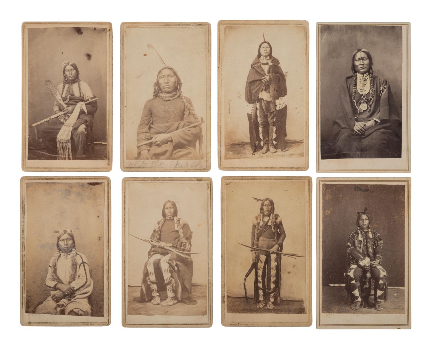 HAMILTON, C.L., photographer. A group of 8 CDVs of Sioux subjects. Fort Randall, Dakota Territory, ca 1860s-1870s.