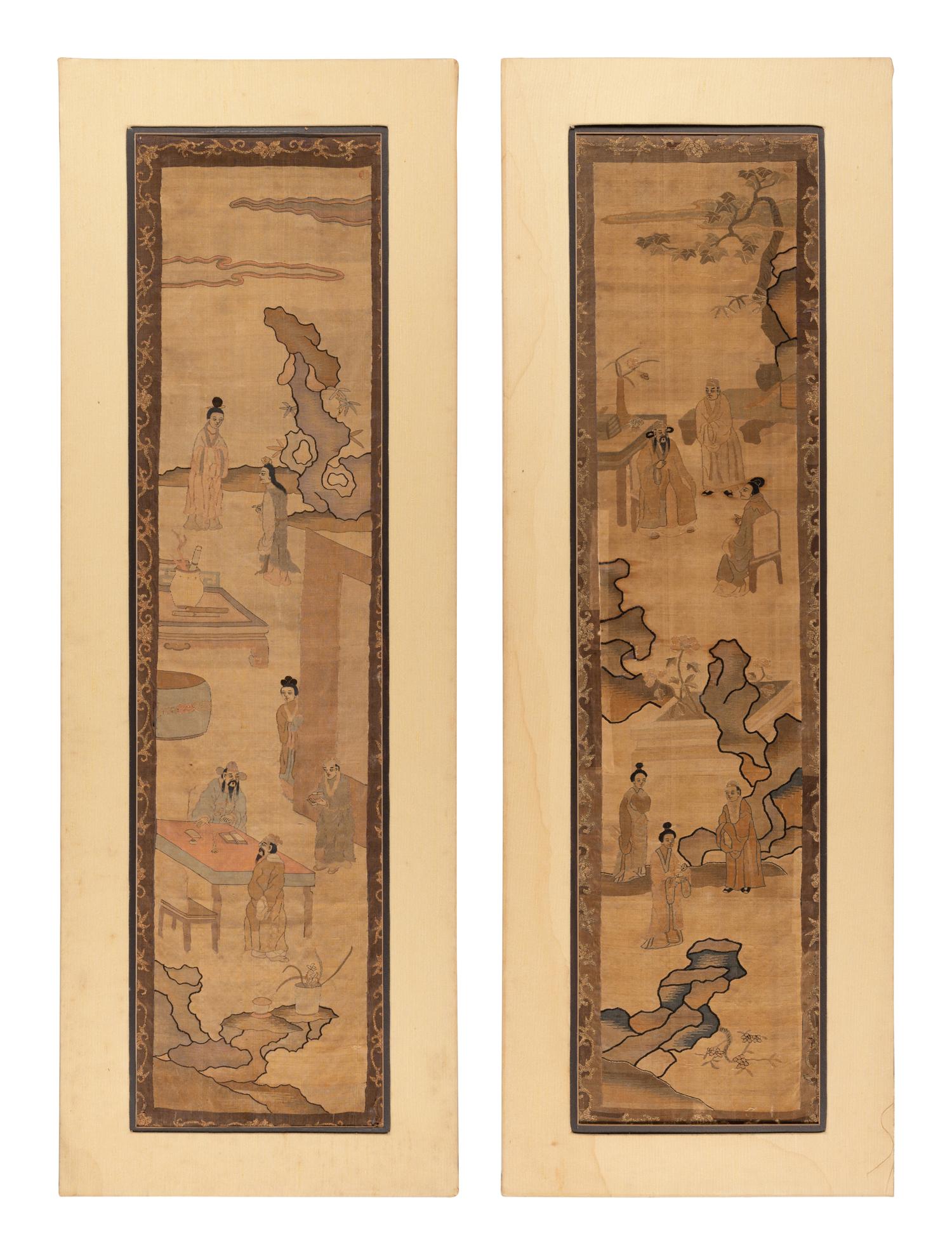 Two Kesi Woven Silk 'Figure' Panels