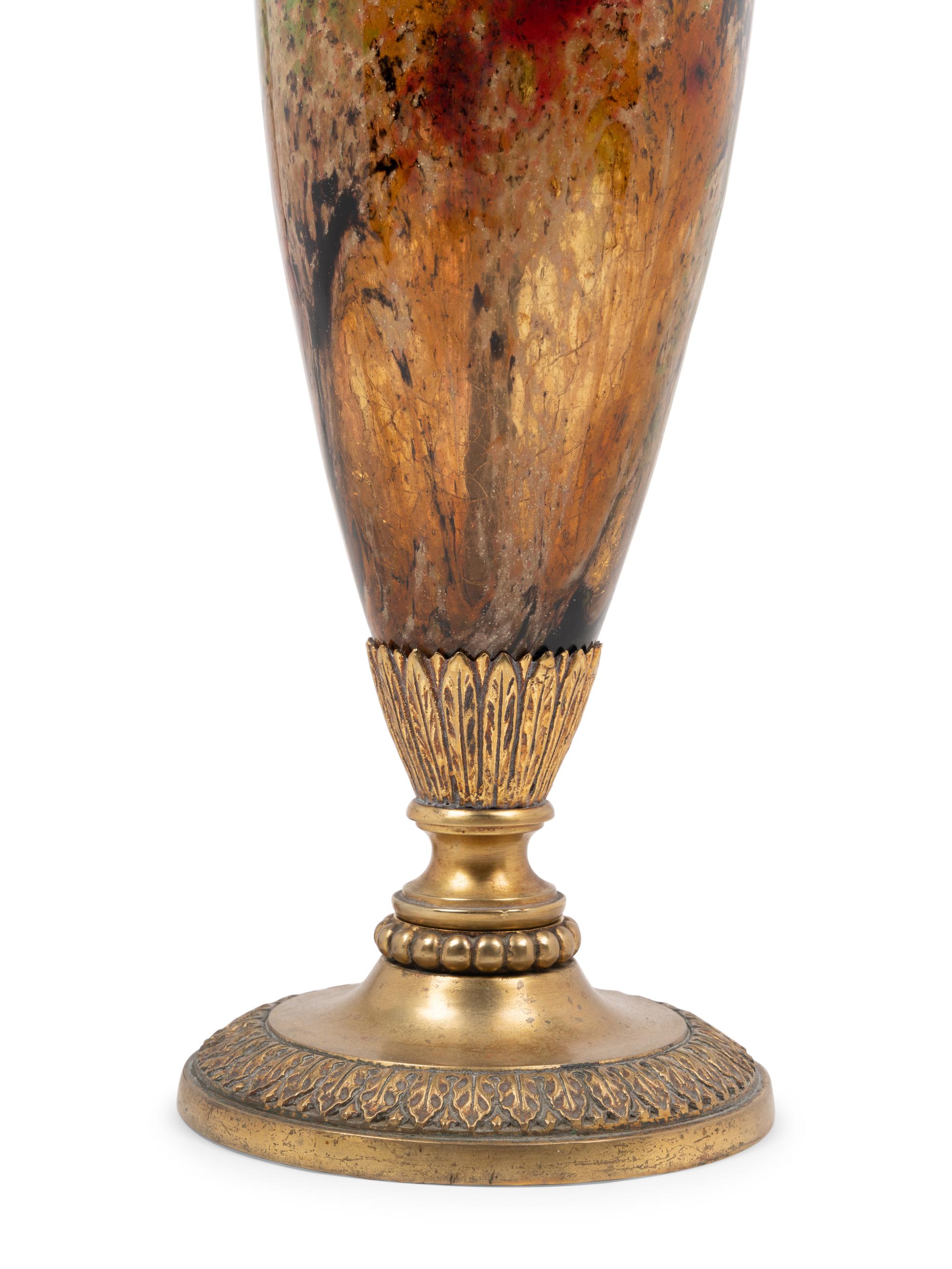 An Austrian Style Glass and Gilt Metal Mounted Vase