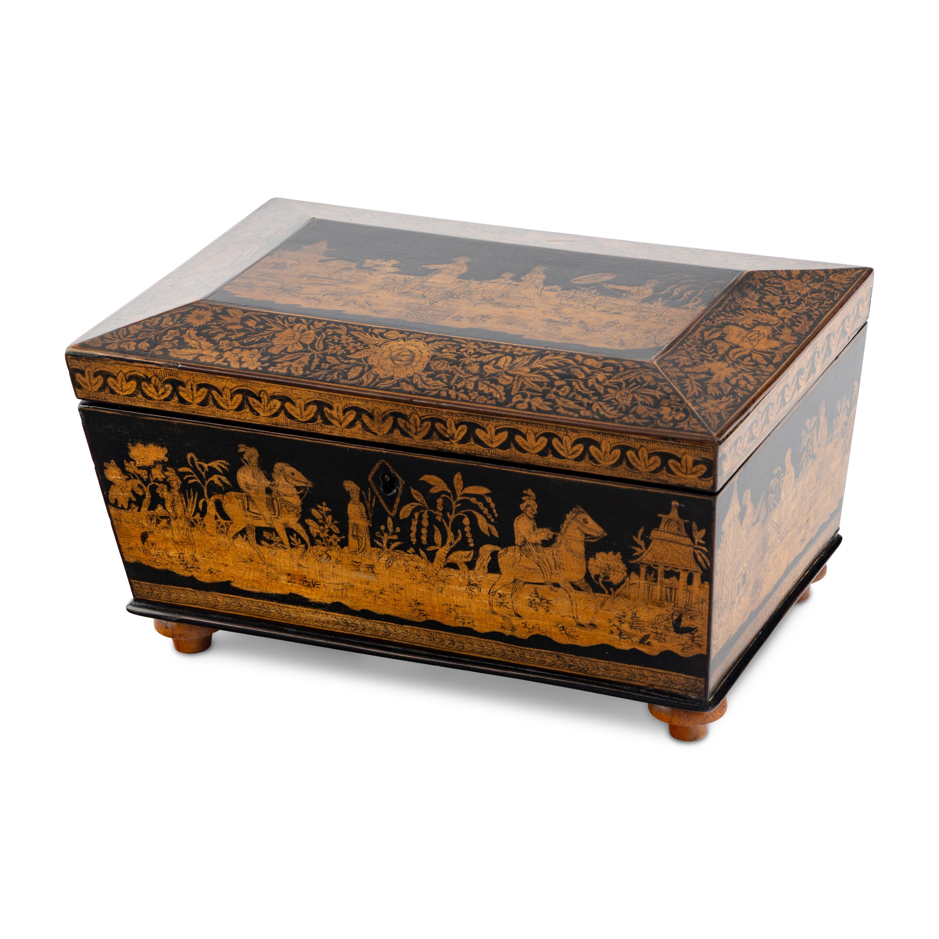 A English Penwork Table Casket