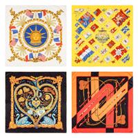 Hermès, Four Silk Scarves 90