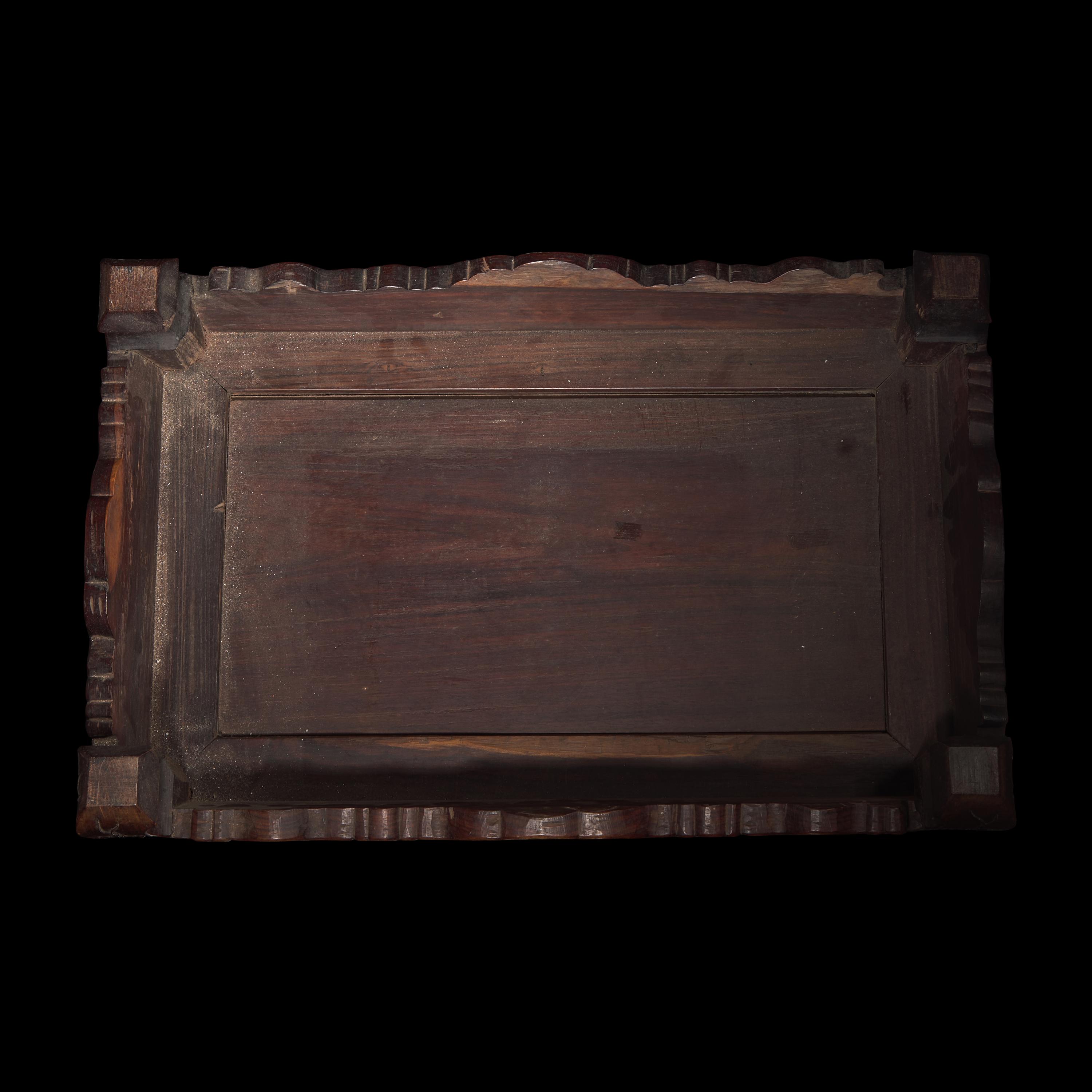A Finely-Carved and Inlaid Hardwood Small Low Table, First Half of 20th Century — 民國 硬木嵌螺鈿方座