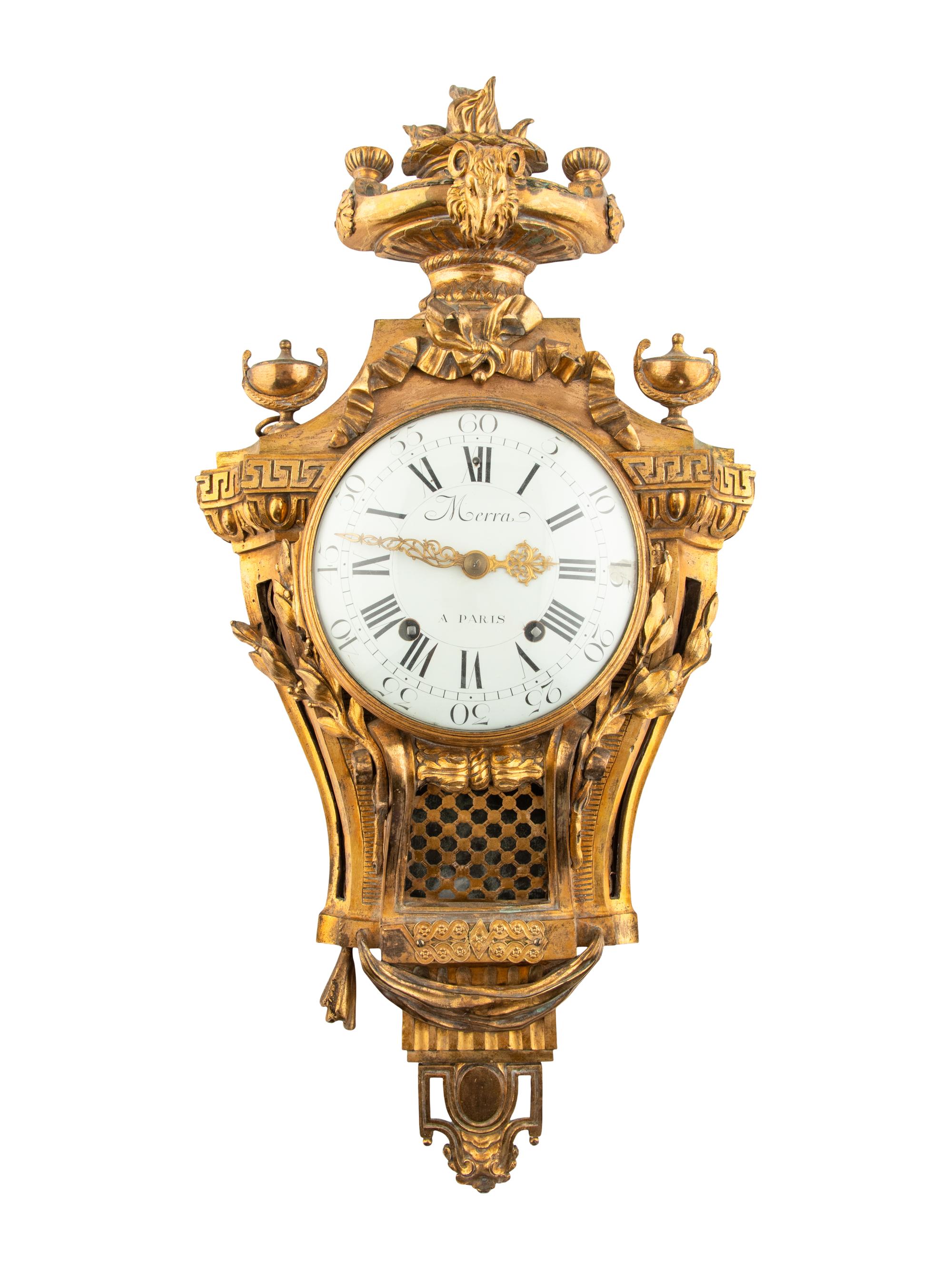 A Louis XVI Style Gilt Bronze Cartel Clock