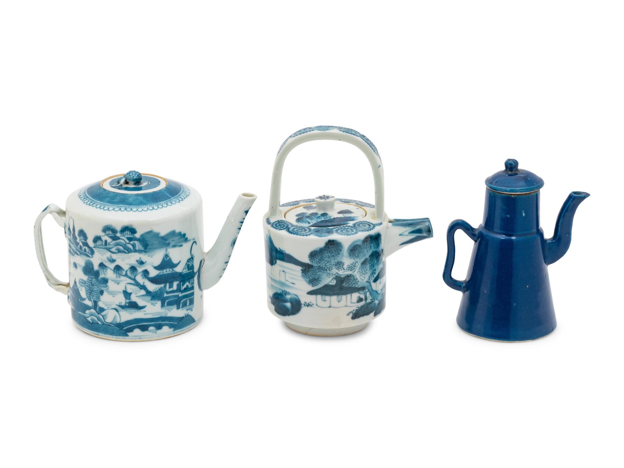 Three Chinese Porcelain Teapots