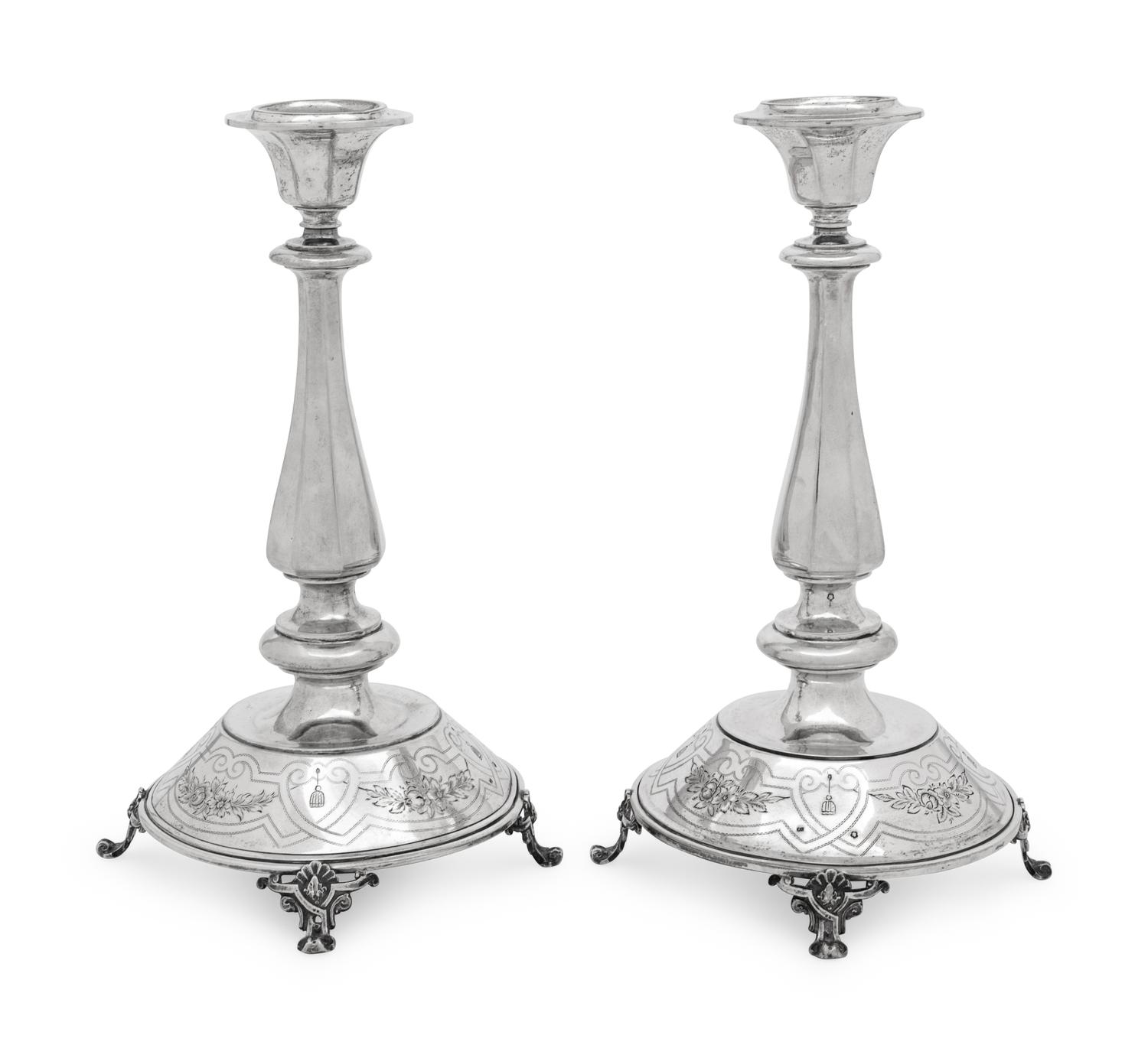 A Pair of Austrian Silver Candlesticks