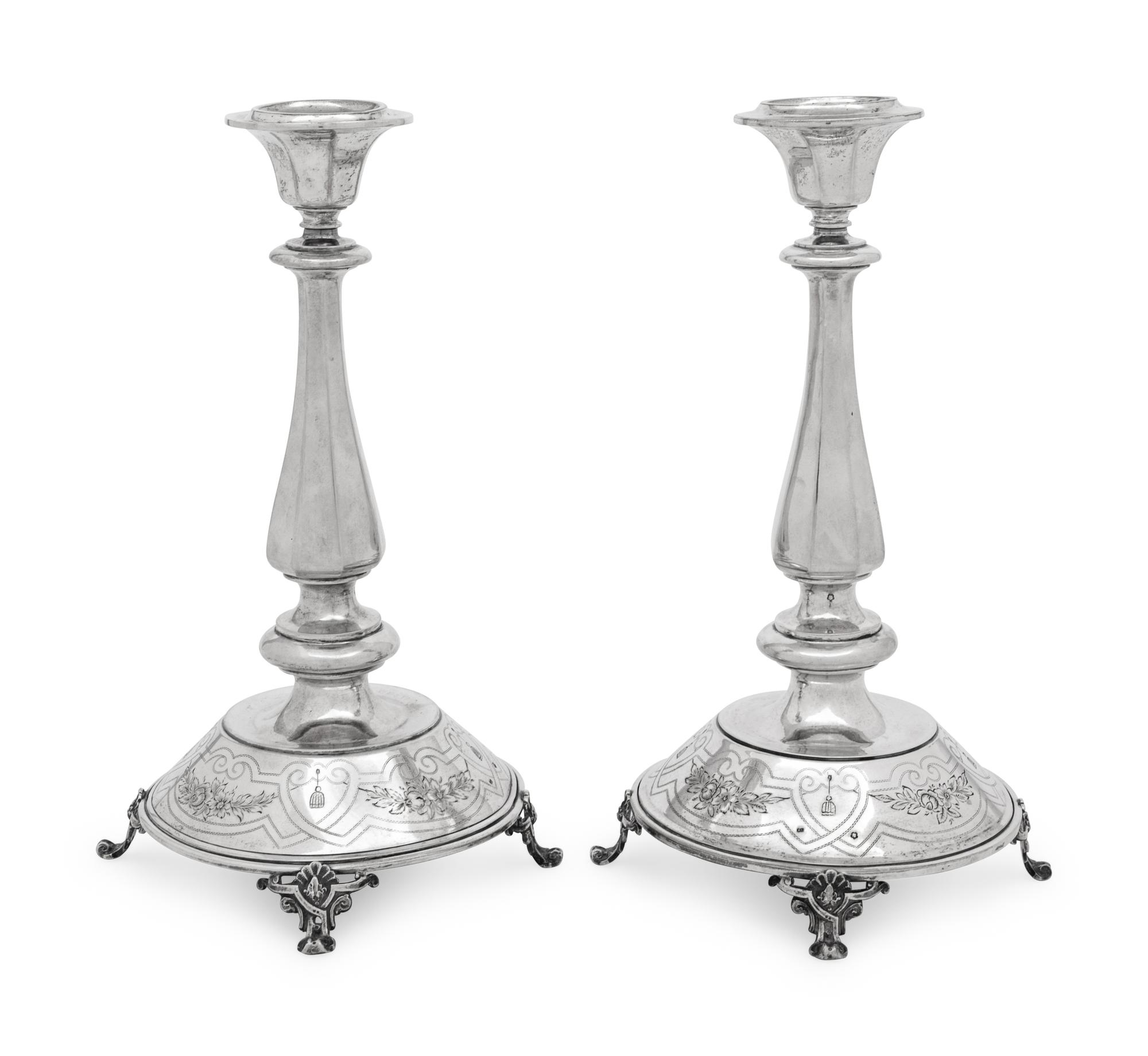 A Pair of Austrian Silver Candlesticks
