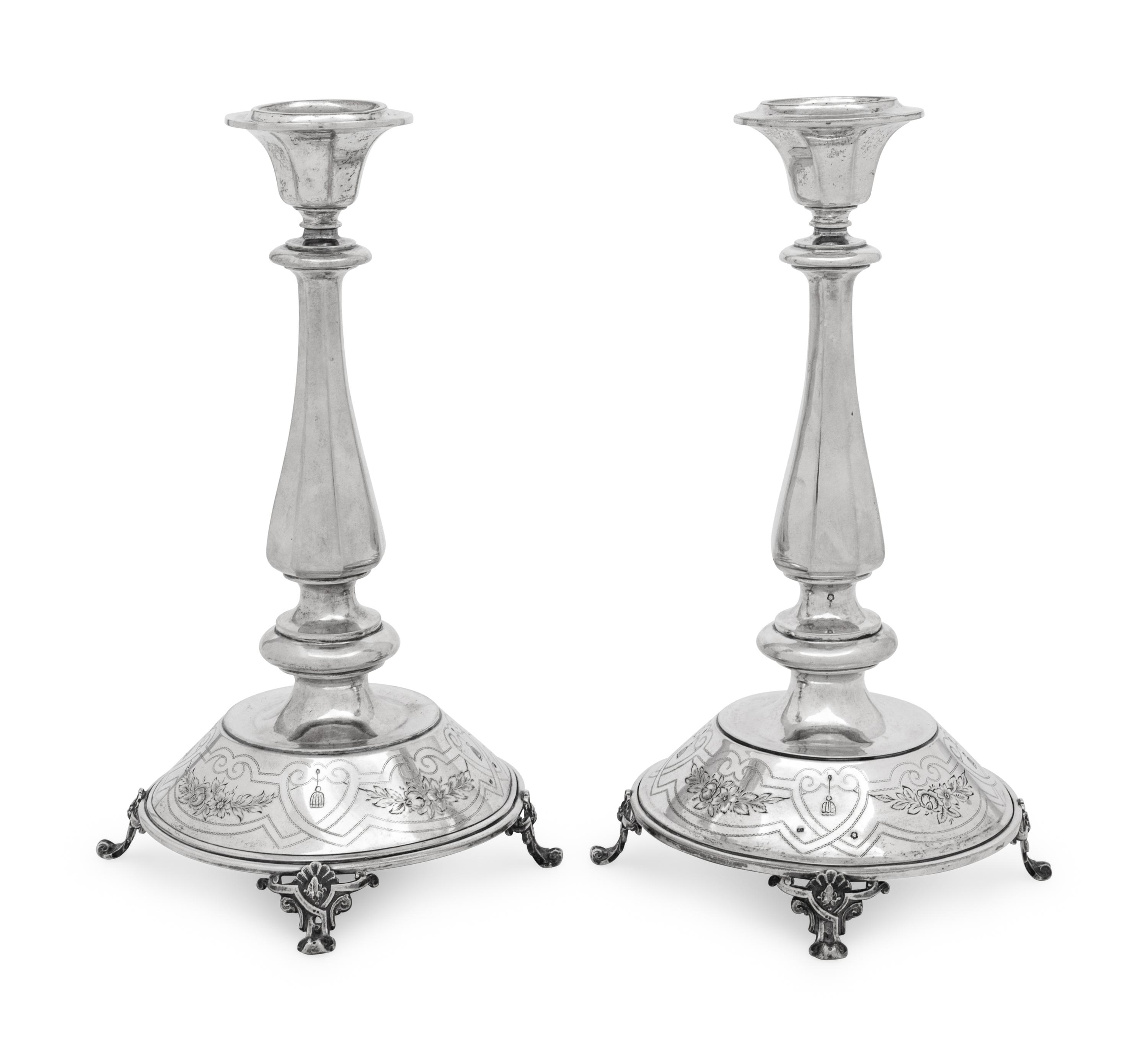 A Pair of Austrian Silver Candlesticks