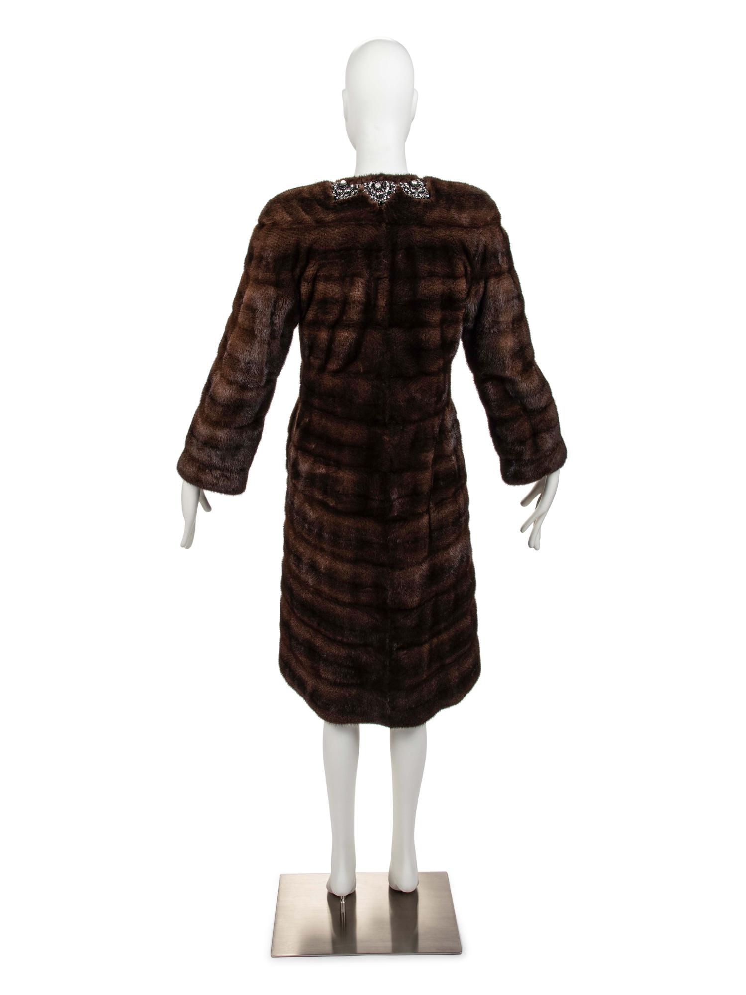 Badgley Mischka Mink Coat with Rhinestone