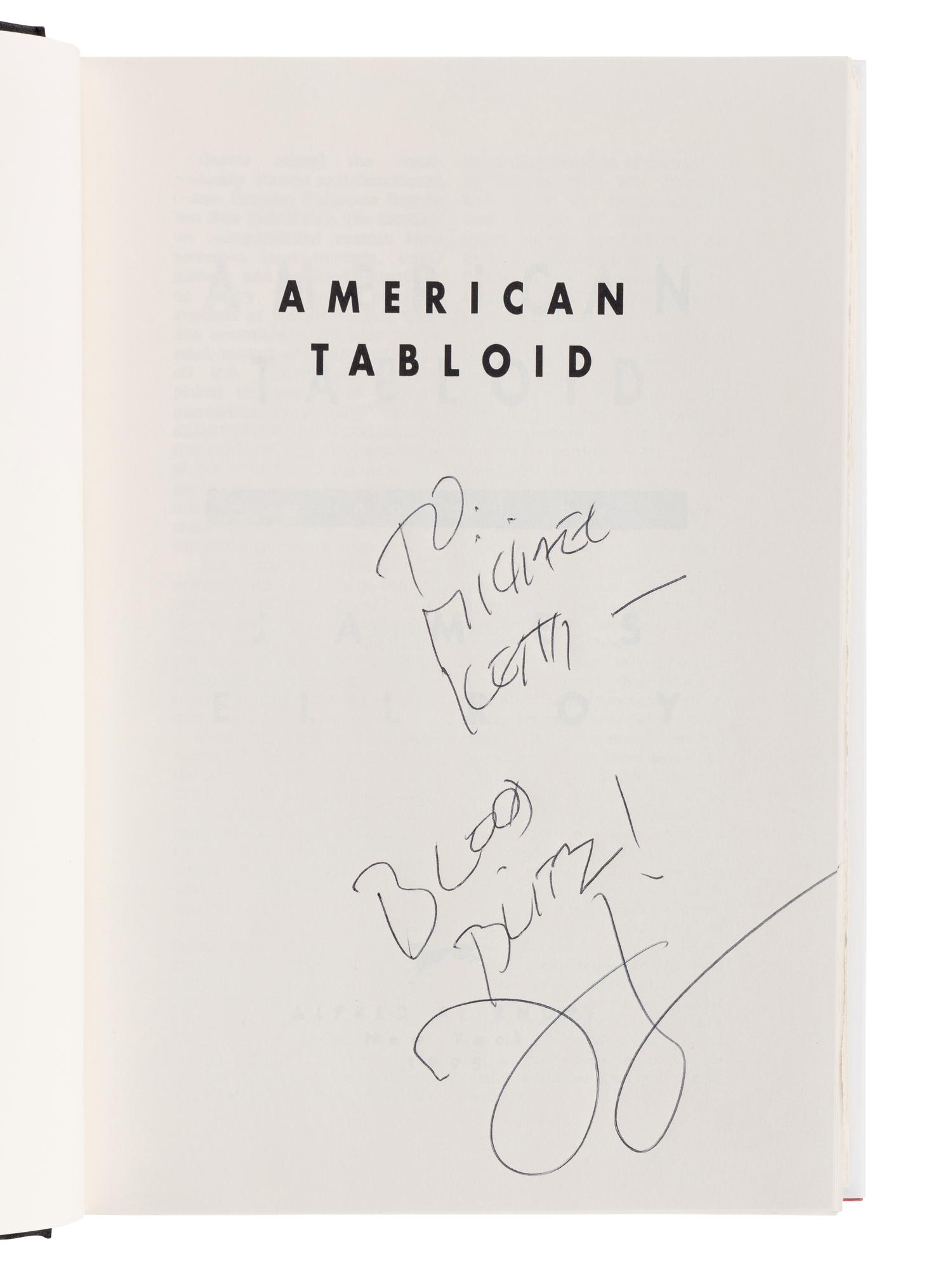 ELLROY, James (b. 1948). [The Underworld U.S.A. Trilogy:] American Tabloid . 1995. -- The Cold Six Thousand . 2001. -- Blood's A Rover . 2009. All New York: Alfred A. Knopf.