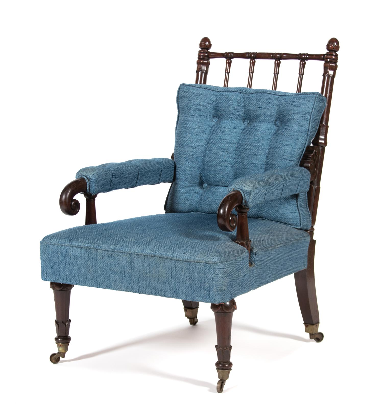 A Regency Style Mahogany Spindle Turned Open Armchair — 19TH CENTURY