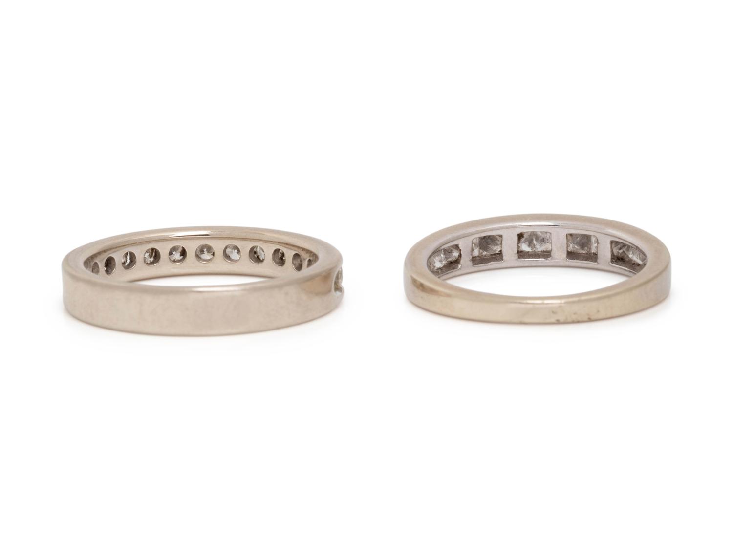 PAIR OF WHITE GOLD AND DIAMOND BANDS