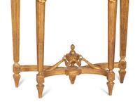 A Pair of Louis XVI Style Giltwood Marble-Top Console Tables