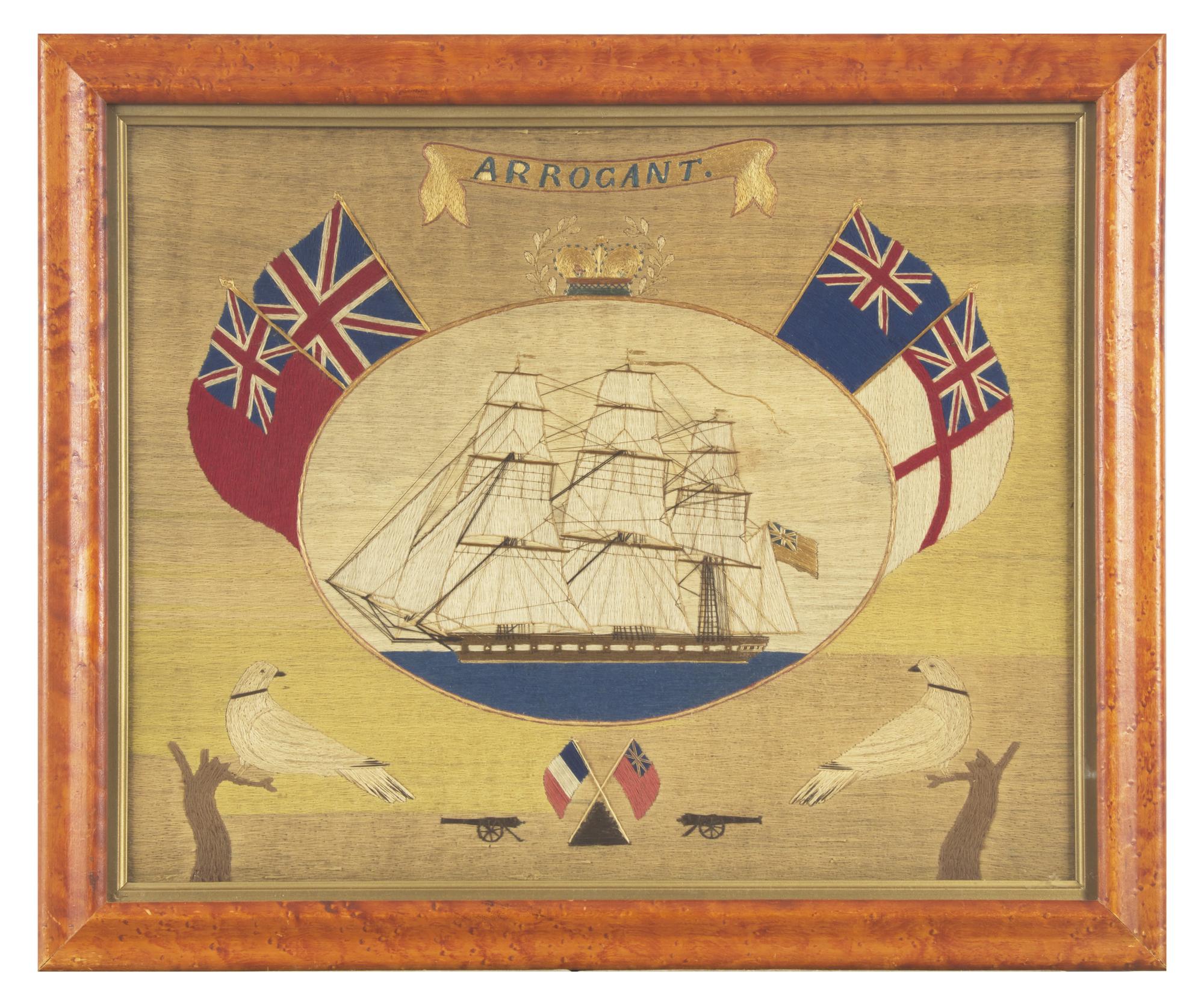Two Sailor-Made Woolwork Pictures, England, 19th Century