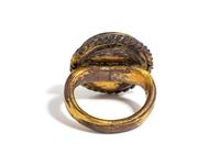 A Continental Gold and Enamel Finger Ring Depicting Christ with the Crown of Thorns
