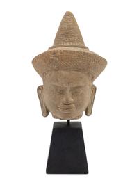 A Khmer Sandstone Head of Buddha