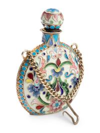 A Russian Shaded Enamel Silver Scent Flask