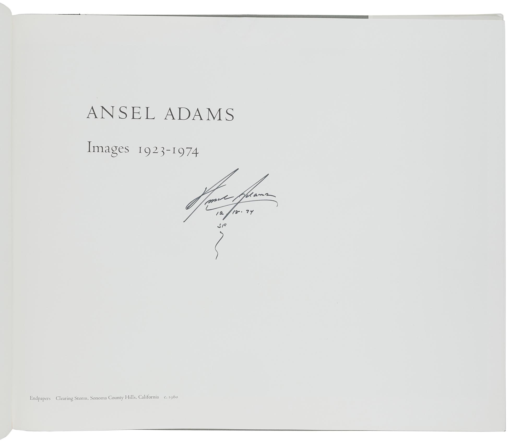 [FINE PRESS & LIVRE D'ARTISTE]. -- ADAMS, Ansel (1902-1984). Images 1923-1974. Boston: New York Graphic Society, 1974.
