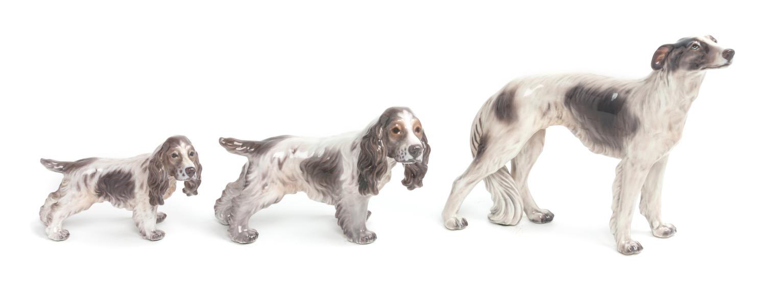 Three Dahl Jensen Copenhagen Porcelain Figures Width of widest 9 1/2 inches. — 20TH CENTURY