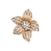 FRENCH, DIAMOND FLOWER BROOCH