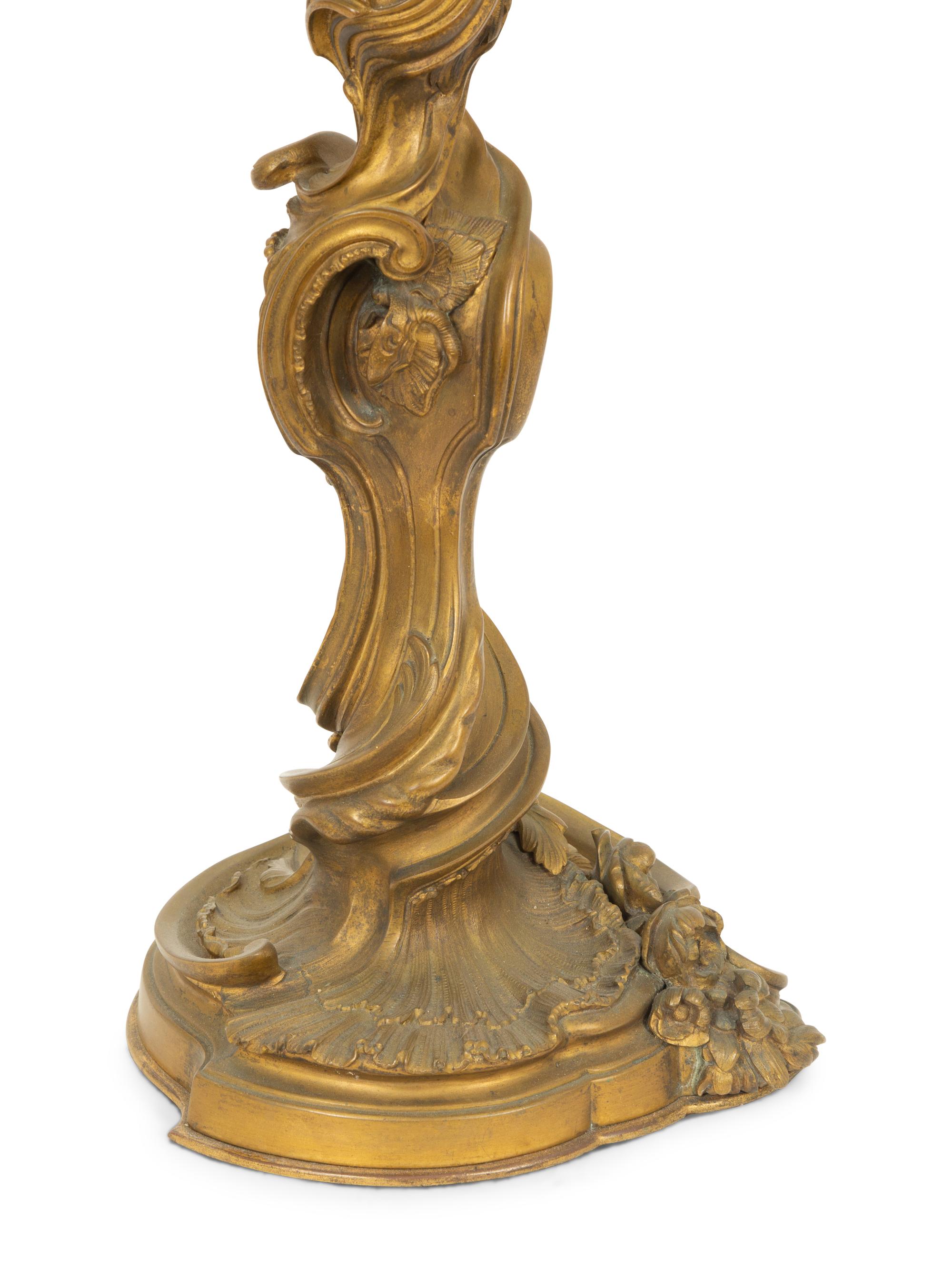 A Louis XV Stye Gilt Metal Table Lamp