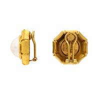 Mabé Pearl and Yellow Gold Earrings