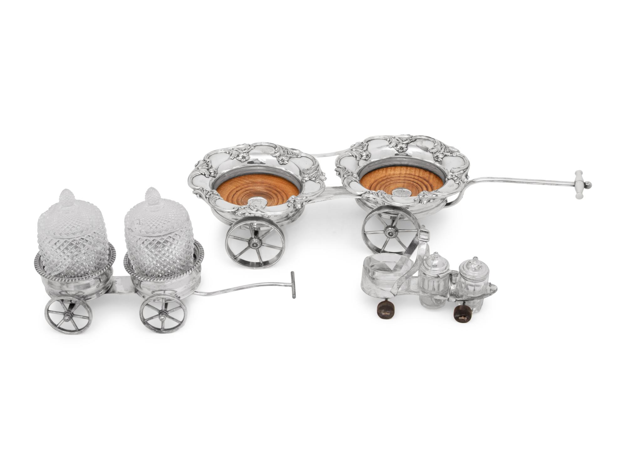 A Group of Three Silver-Plate Table Trollies
