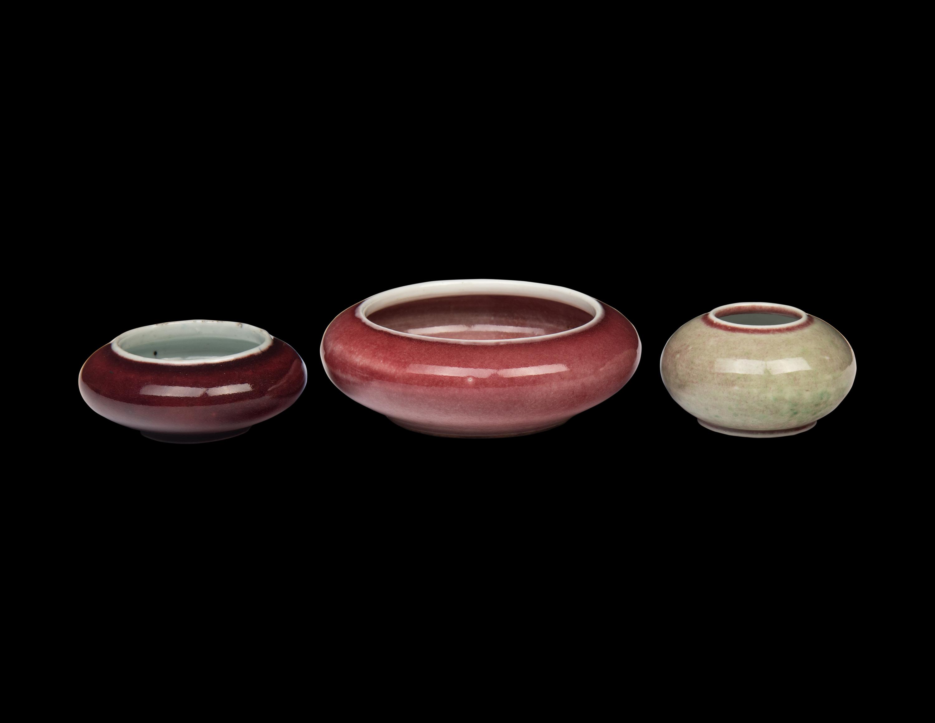 Three Chinese Peach Bloom Glazed Porcelain Washers