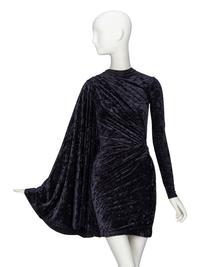 BALENICAGA, CRUSHED VELVET CAPE-SLEEVE MINIDRESS