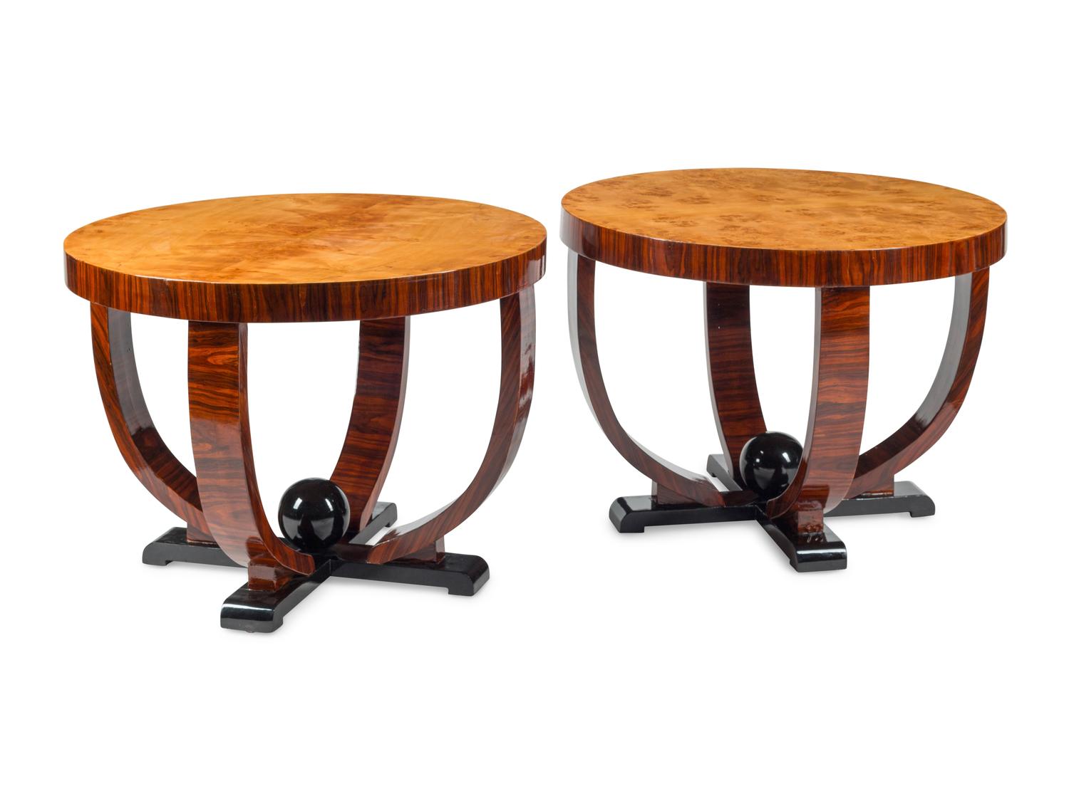 A Pair of Art Deco Style Part-Ebonized Tables