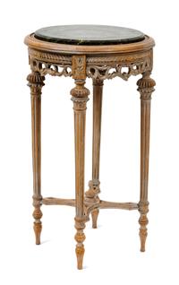 A Louis XVI Style Marble Top Gueridon Height 28 x diameter 16 inches. Height 28 x diameter16 inches. — 19TH CENTURY