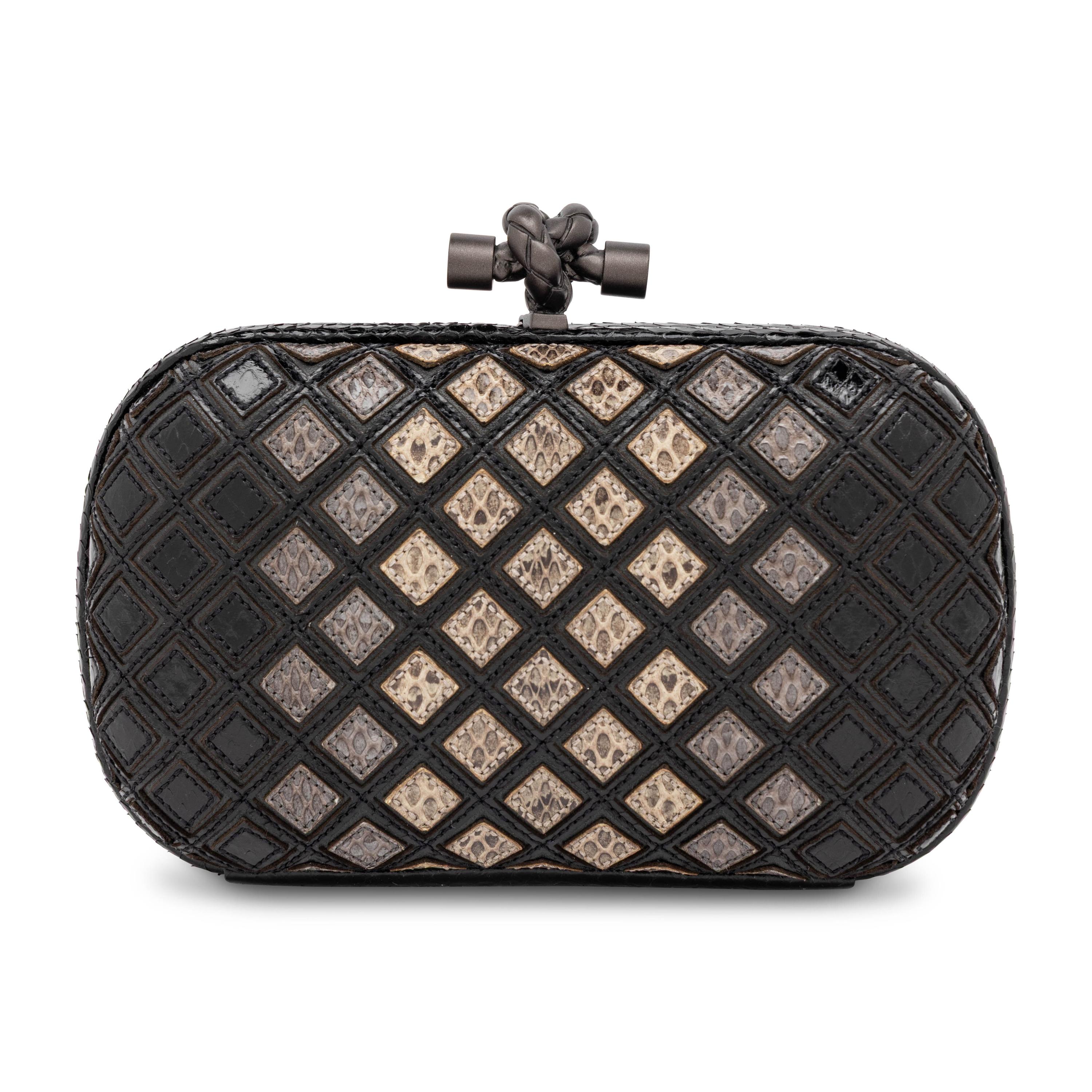 Bottega Veneta, Knot Clutch in Snakeskin & Leather