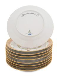 A Set of Nine Royal Copenhagen Flora Danica Luncheon Plates