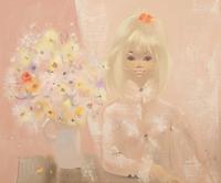 A Portrait of a Blonde with Flowers