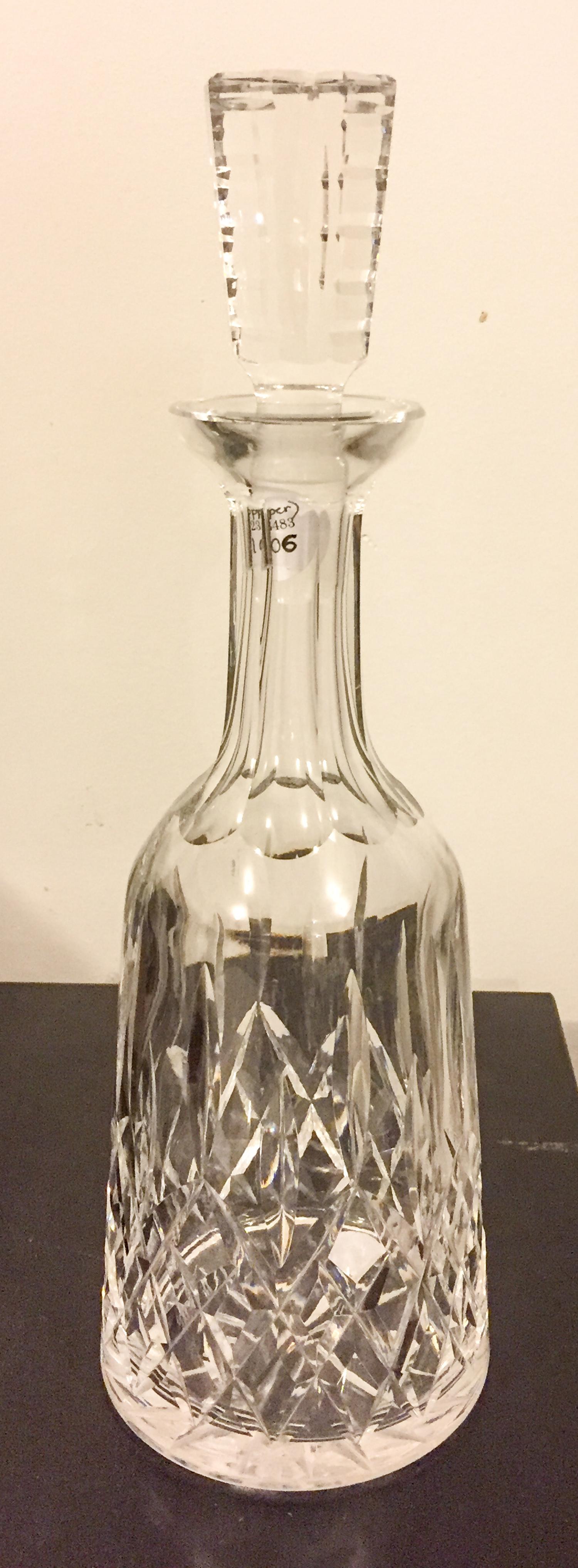 A Waterford Cut Glass Lismore Decanter Height 13 1/4 inches.