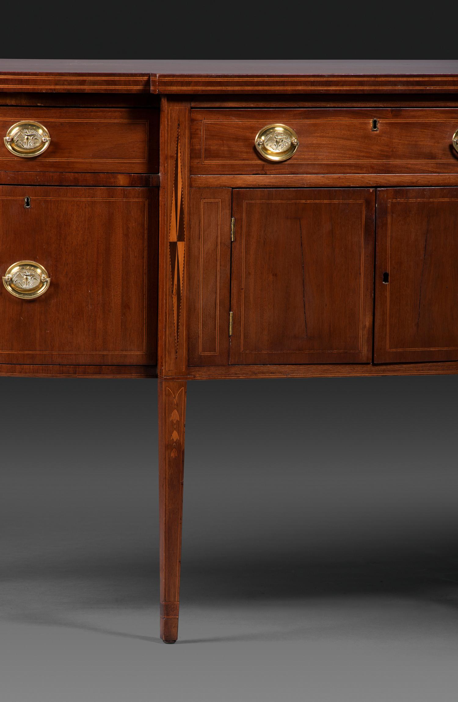 A Federal Inlaid and Figured Mahogany Sideboard