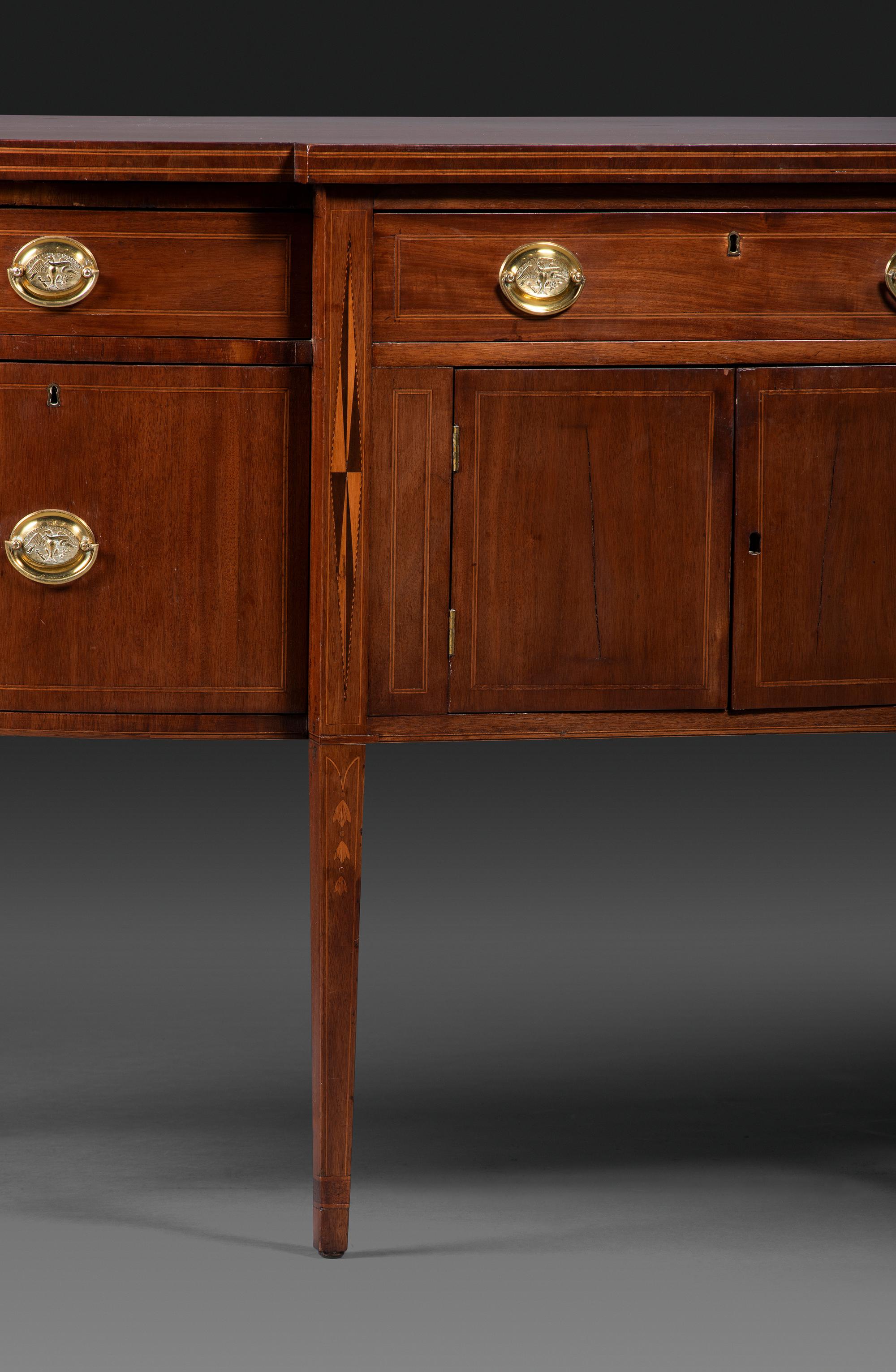 A Federal Inlaid and Figured Mahogany Sideboard