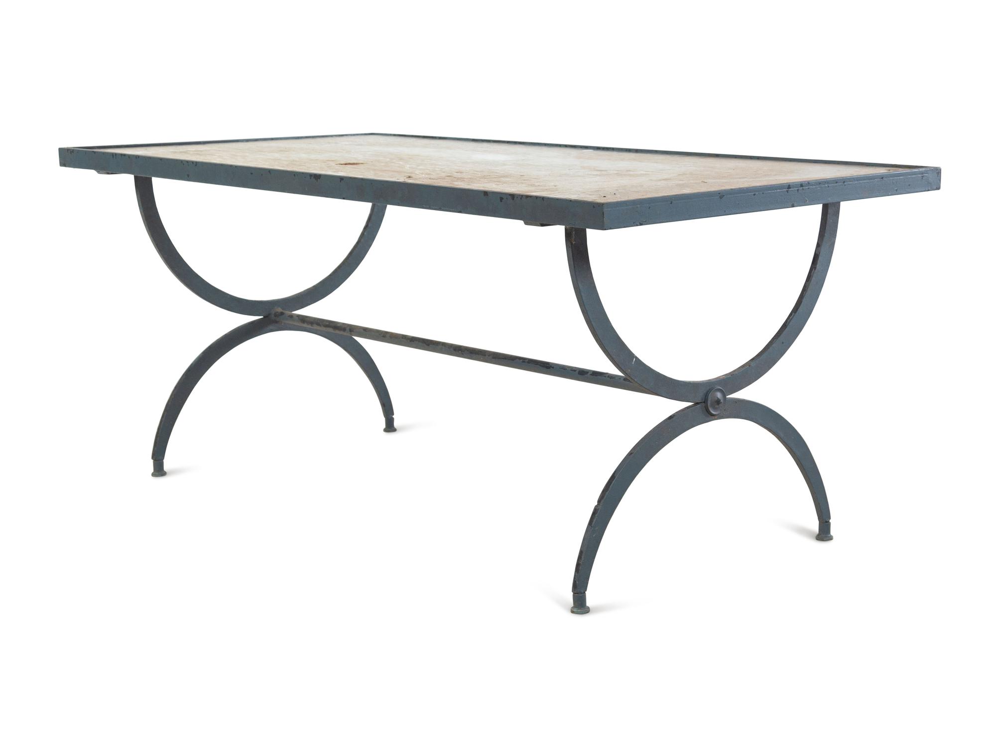 A Painted Steel Patio Furniture Suite