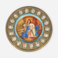 A Sèvres Style Porcelain Mounted Ebonized and Gilt-Bronze Gueridon Table Circa 1880